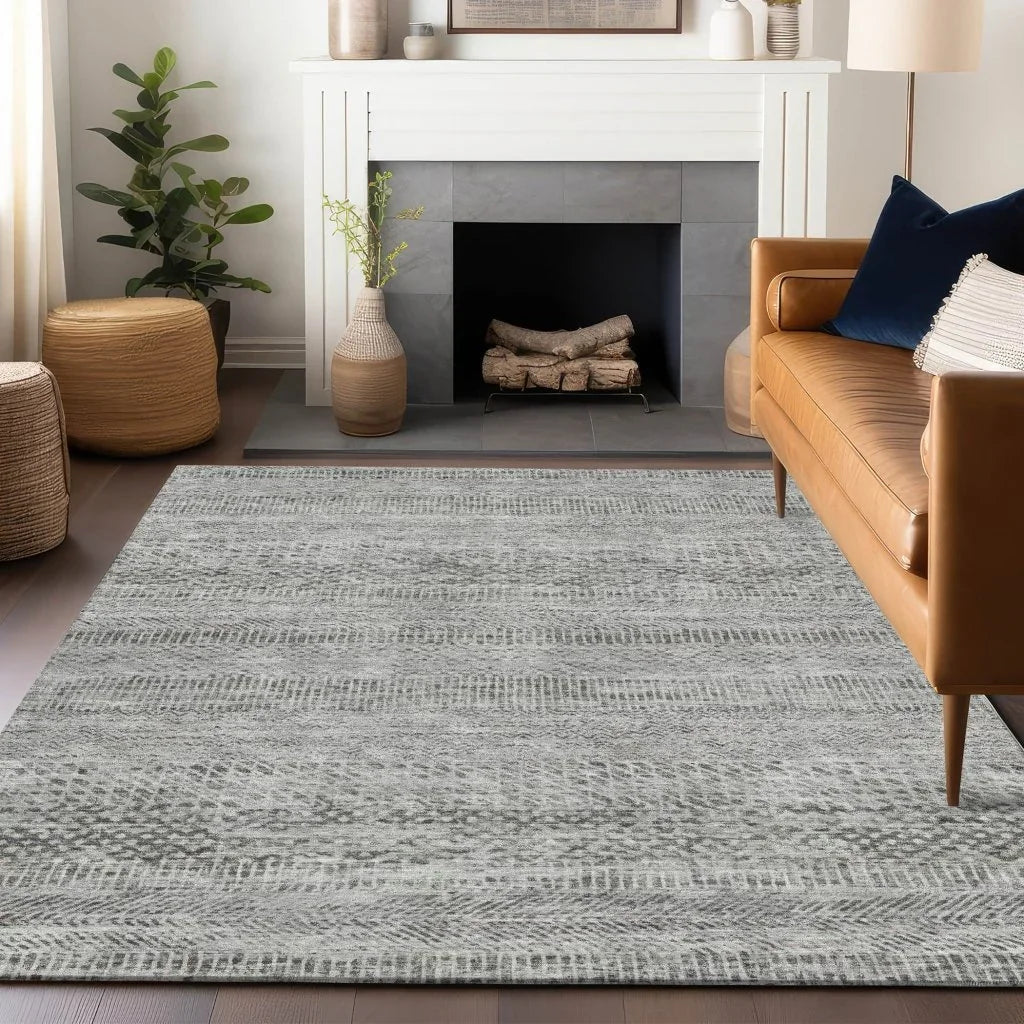 Viviennea Gray Washable Indoor - Outdoor Rug - LOOMLAN - LOOMLAN Rugs - Outdoor Rugs