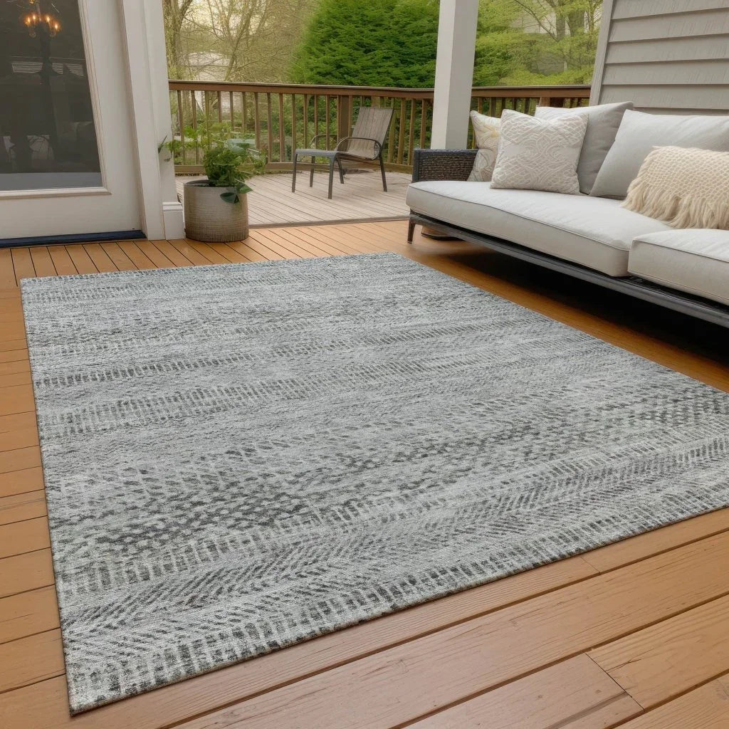 Viviennea Gray Washable Indoor - Outdoor Rug - LOOMLAN - LOOMLAN Rugs - Outdoor Rugs
