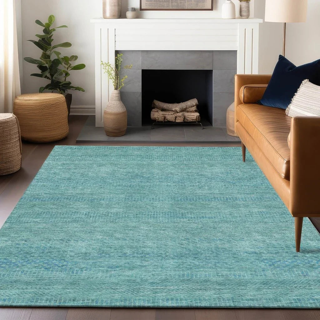 Viviennea Teal Washable Indoor - Outdoor Rug - LOOMLAN - LOOMLAN Rugs - Outdoor Rugs