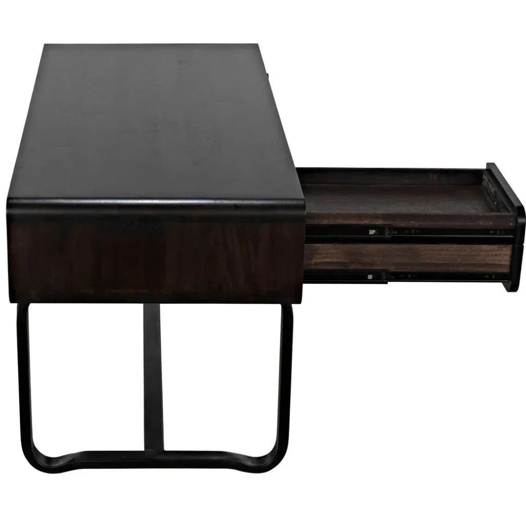 Voltes Desk, Ebony Walnut with Black Steel-Home Office Desks-Noir-LOOMLAN