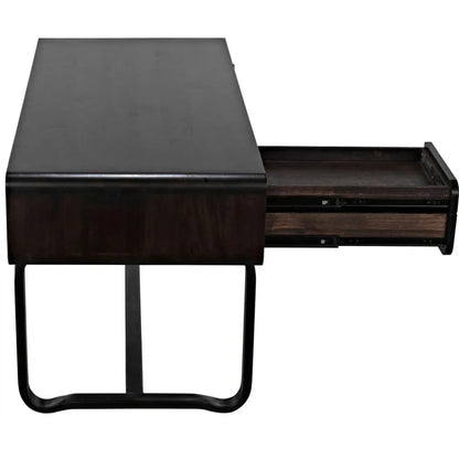 Voltes Desk, Ebony Walnut with Black Steel-Home Office Desks-Noir-LOOMLAN