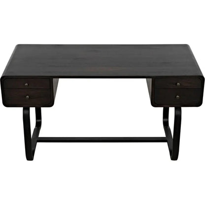 Voltes Desk, Ebony Walnut with Black Steel-Home Office Desks-Noir-LOOMLAN