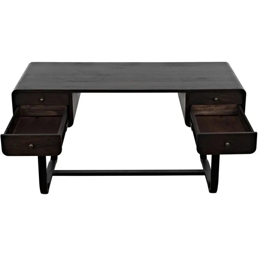 Voltes Desk, Ebony Walnut with Black Steel-Home Office Desks-Noir-LOOMLAN