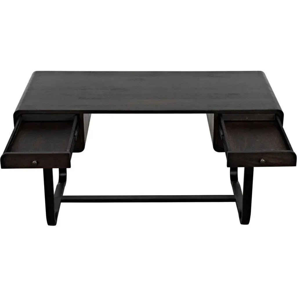 Voltes Desk, Ebony Walnut with Black Steel-Home Office Desks-Noir-LOOMLAN