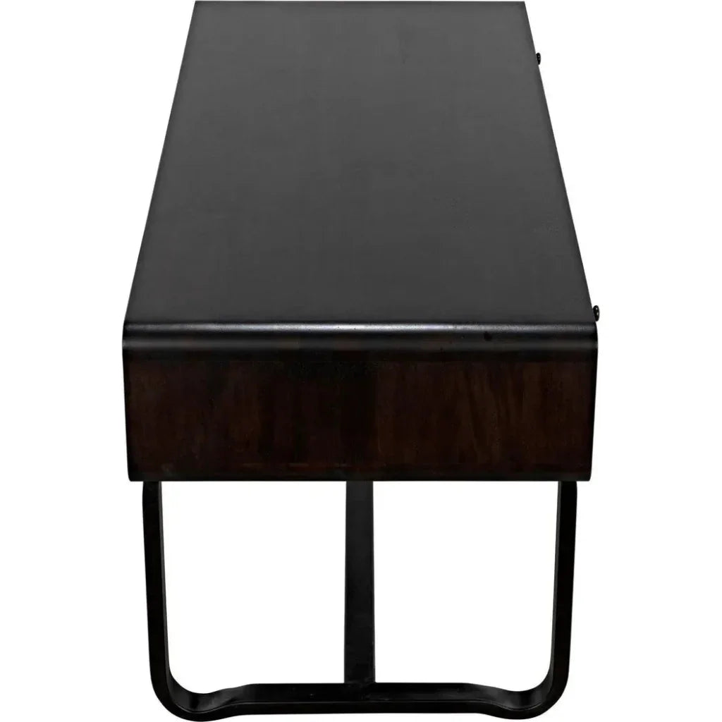 Voltes Desk, Ebony Walnut with Black Steel-Home Office Desks-Noir-LOOMLAN