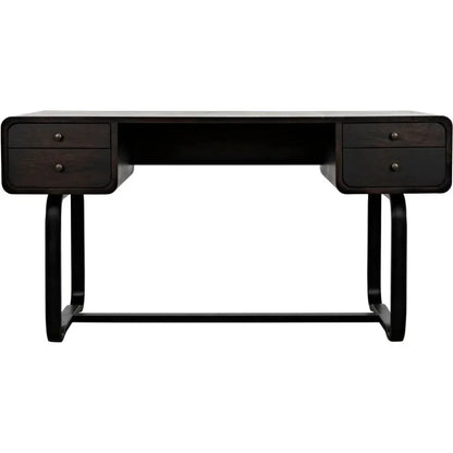 Voltes Desk, Ebony Walnut with Black Steel-Home Office Desks-Noir-LOOMLAN