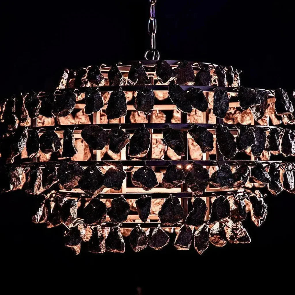 Vulcan Chandelier, Black Steel Black Glass - LOOMLAN - Noir - Chandeliers