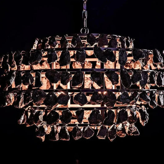 Vulcan Chandelier, Black Steel Black Glass - LOOMLAN - Noir - Chandeliers