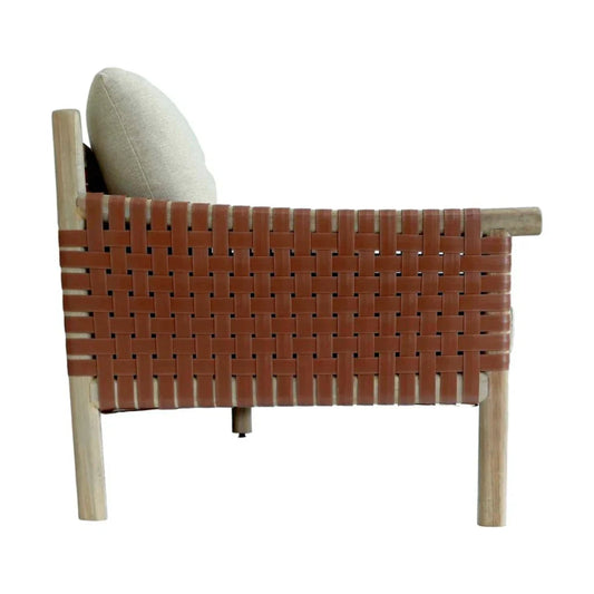 Wade Wood Framed Leather Patio Sofa - LOOMLAN - Artesia - Outdoor Sofas & Loveseats