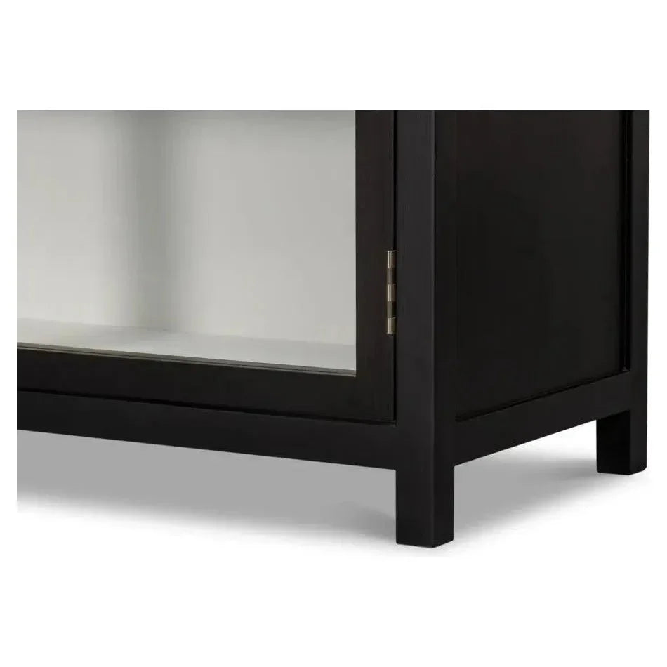 Walker Wooden Glass Door Black Bookcase - LOOMLAN - Sarreid - Bookcases