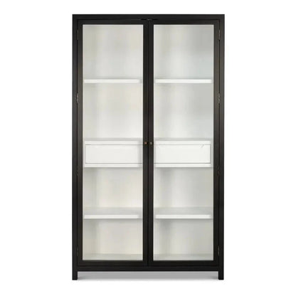 Walker Wooden Glass Door Black Bookcase - LOOMLAN - Sarreid - Bookcases