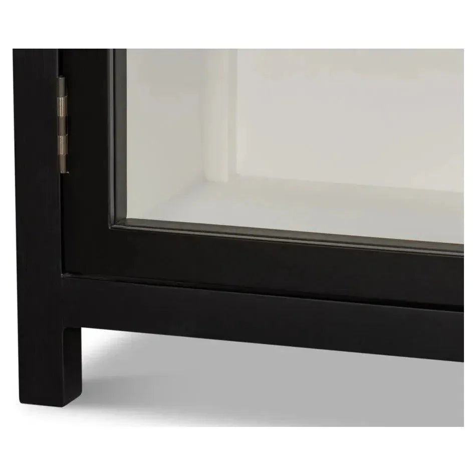 Walker Wooden Glass Door Black Bookcase - LOOMLAN - Sarreid - Bookcases