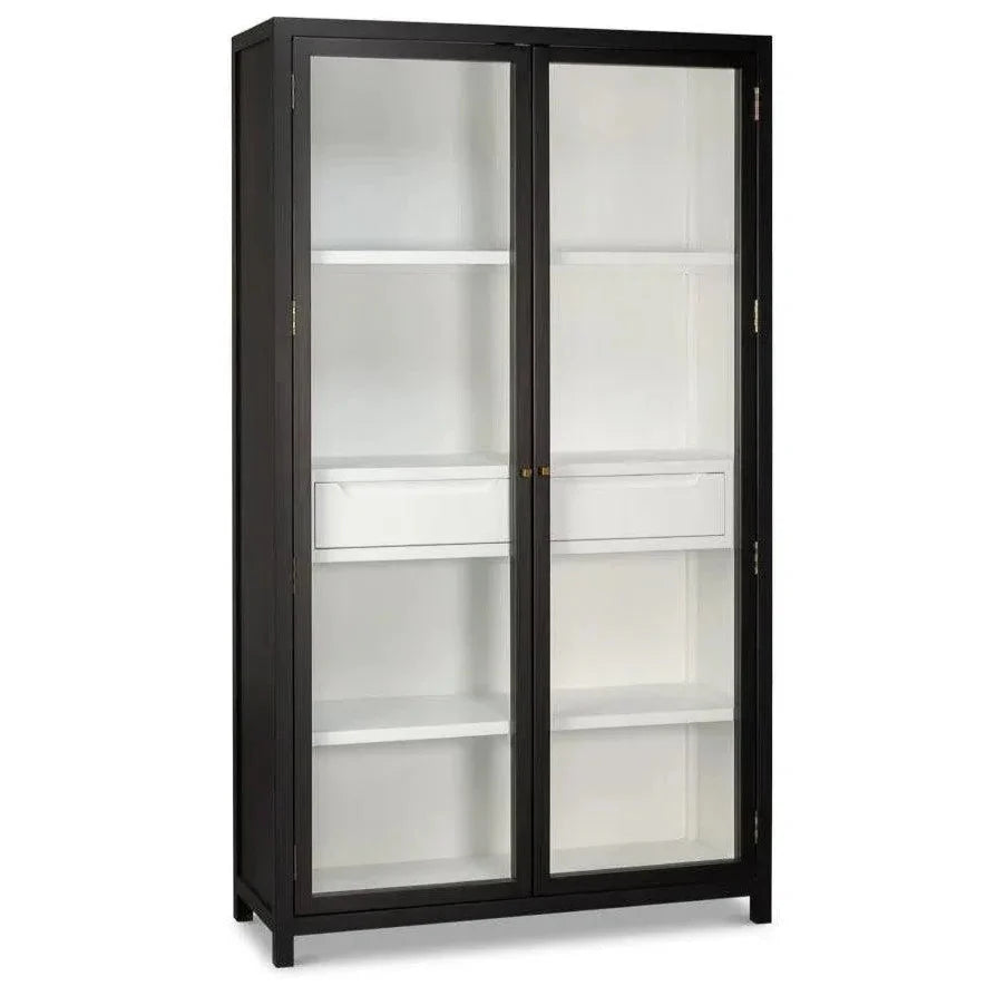 Walker Wooden Glass Door Black Bookcase - LOOMLAN - Sarreid - Bookcases