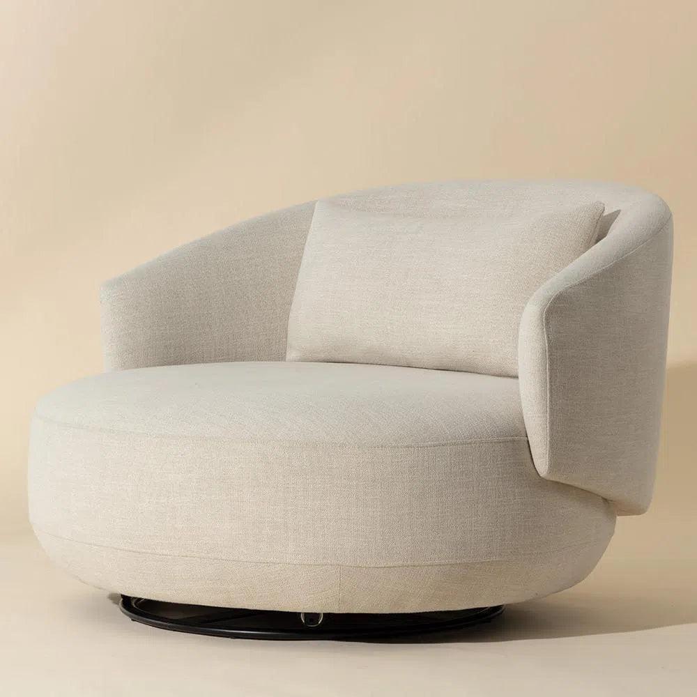 Walsh Swivel Lounge Chair - Effie Linen Steel Base - LOOMLAN - SUNPAN - Club Chairs