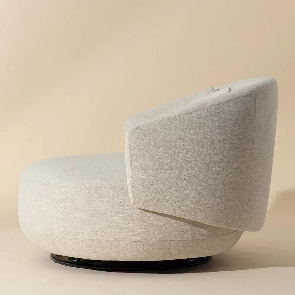 Walsh Swivel Lounge Chair - Effie Linen Steel Base - LOOMLAN - SUNPAN - Club Chairs