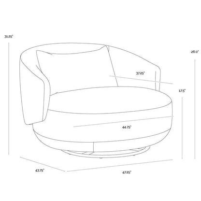 Walsh Swivel Lounge Chair - Effie Linen Steel Base - LOOMLAN - SUNPAN - Club Chairs
