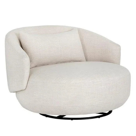 Walsh Swivel Lounge Chair - Effie Linen Steel Base - LOOMLAN - SUNPAN - Club Chairs
