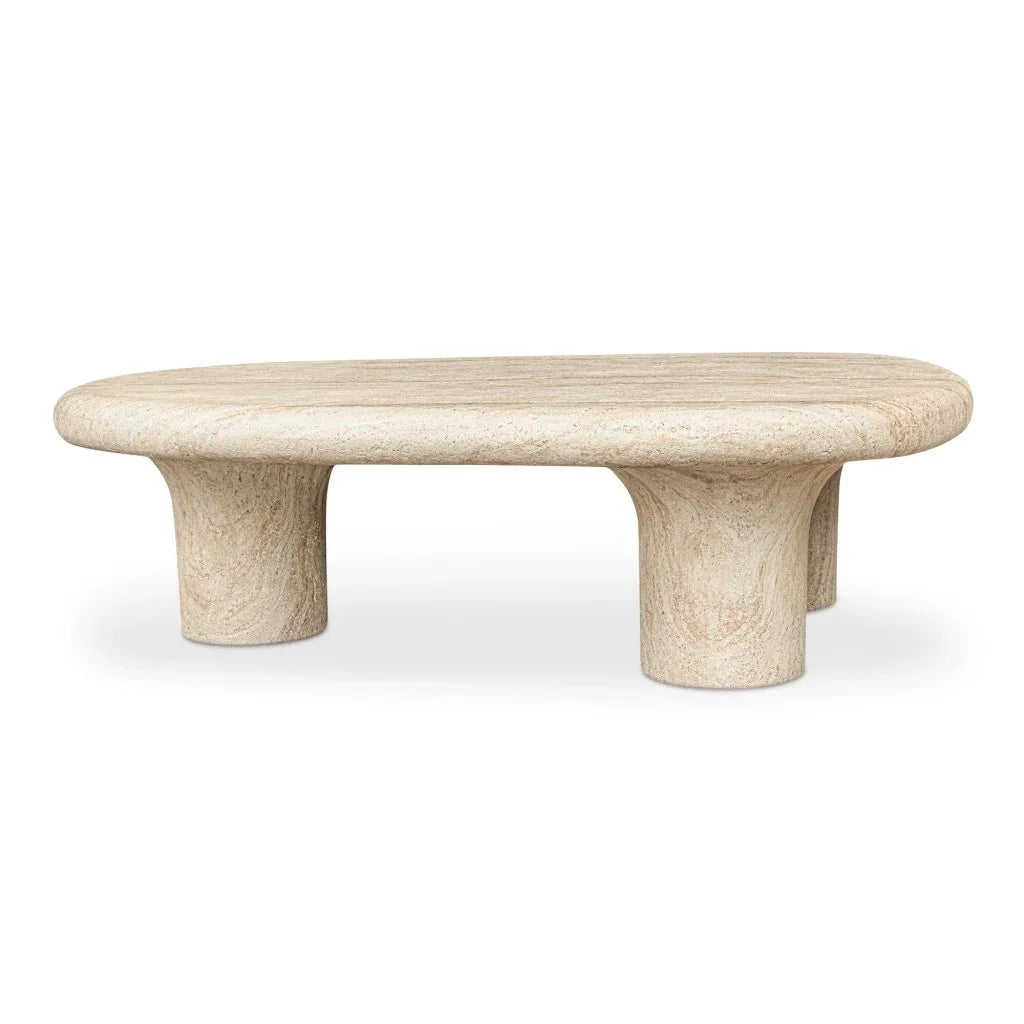 Warby Faux Travertine Cement Outdoor Coffee Table-Outdoor Coffee Tables-Moe's Home-LOOMLAN