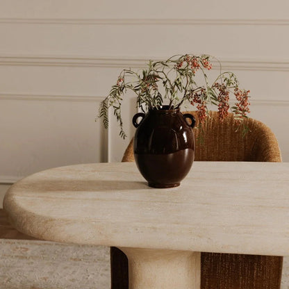 Warby Faux Travertine Outdoor Dining Table-Outdoor Dining Tables-Moe's Home-LOOMLAN