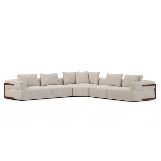 Warner Four Seater Sectional Sofa with Corner-Modular Sofas-Mercana-Oatmeal-LOOMLAN