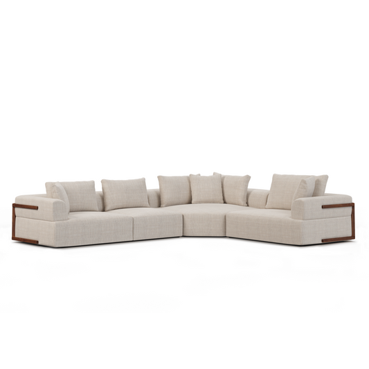 Warner Performance Fabric Sectional Sofa-Modular Sofas-Mercana-Oatmeal-Right Facing-LOOMLAN