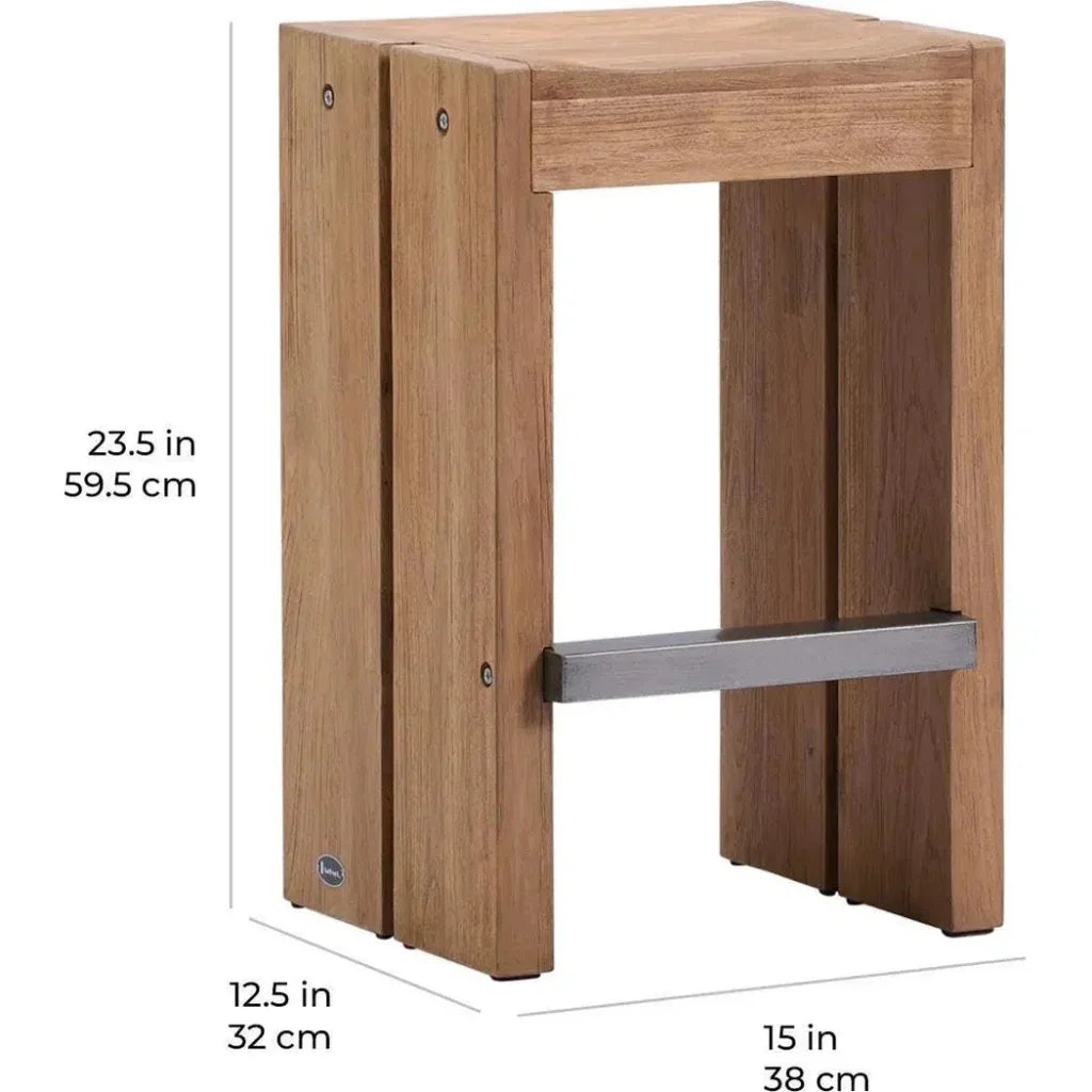 Warren Teak Counter Stools 2PC Outdoor Counter Stools-Outdoor Counter Stools-Seasonal Living-LOOMLAN