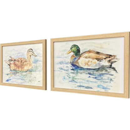 Water Duck Brown Framed Wall Art 2PC