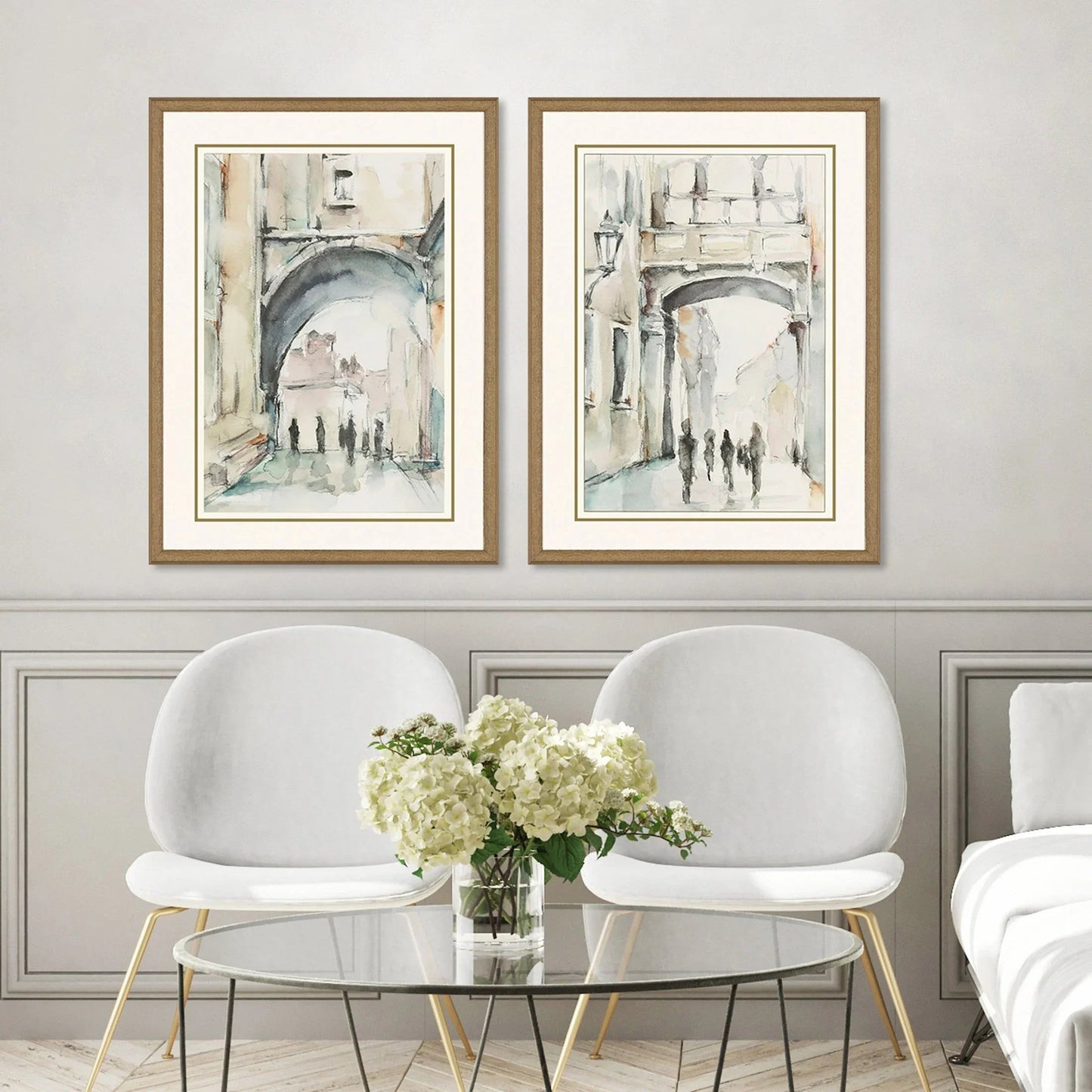 Watercolor Arches Wood Framed Wall Art 2PC