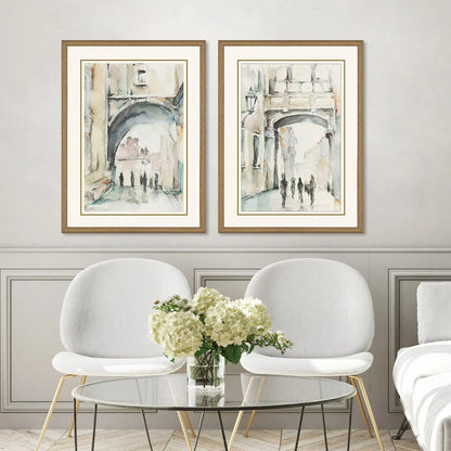 Watercolor Arches Wood Framed Wall Art 2PC