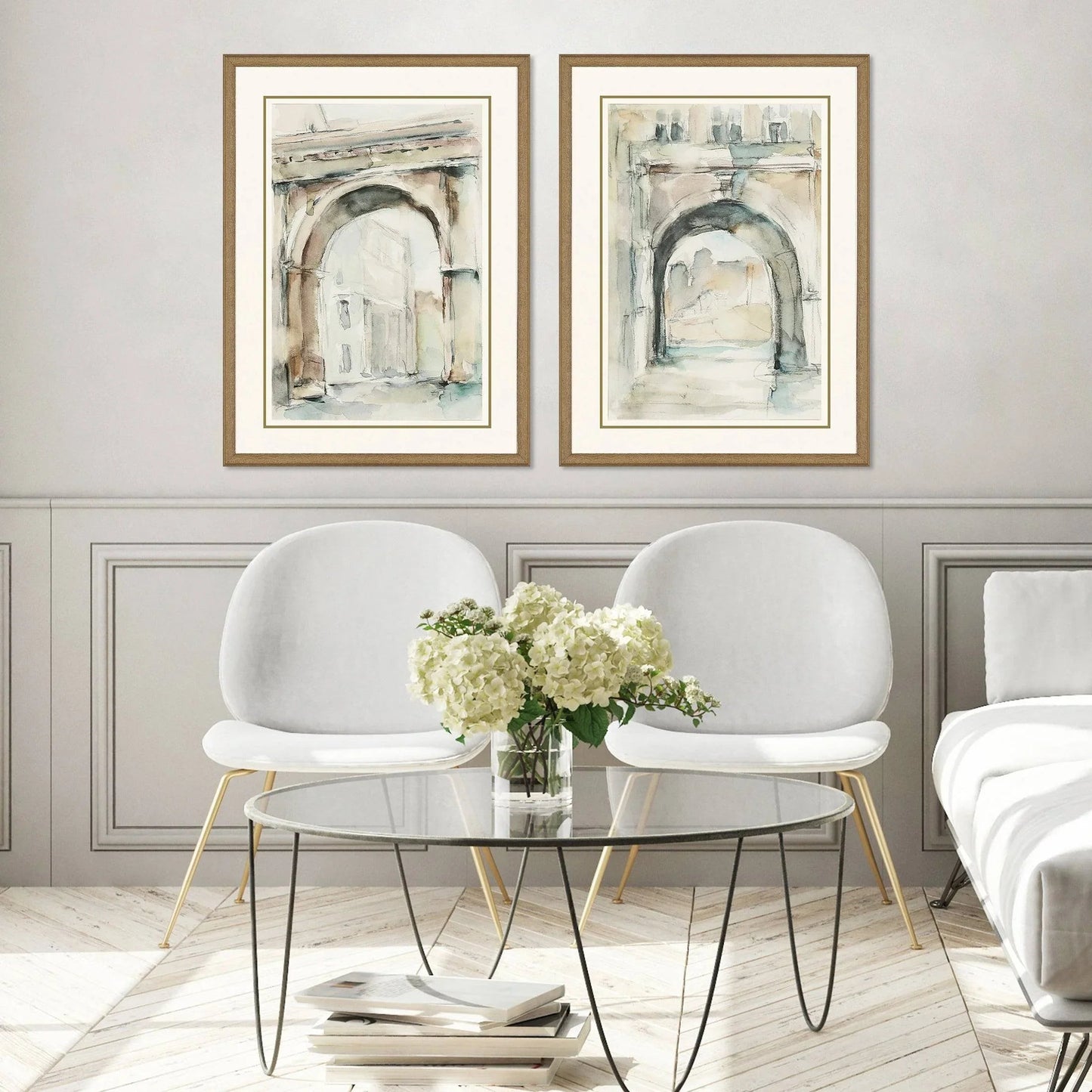 Watercolor Arches Wood Framed Wall Art 2PC