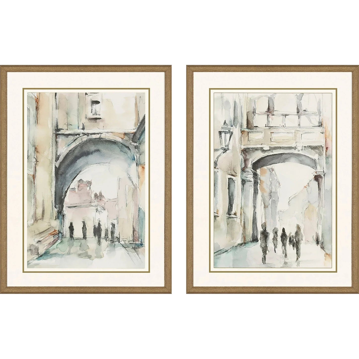 Watercolor Arches Wood Framed Wall Art 2PC