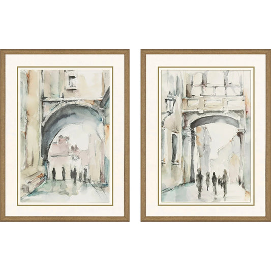 Watercolor Arches Wood Framed Wall Art 2PC