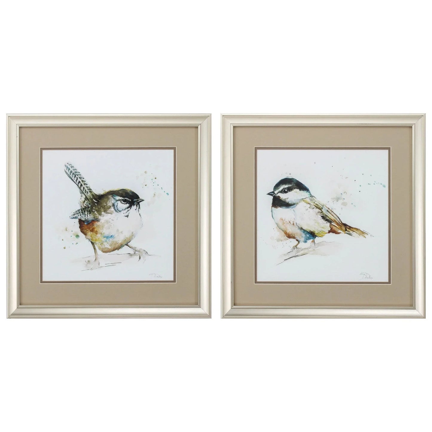 Watercolor Mountain Neutral Framed Wall Art 2PC