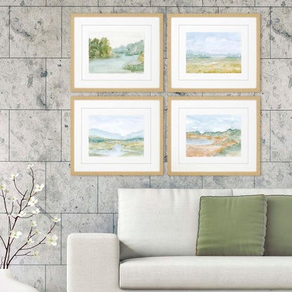 Watercolour Green Framed Wall Art 4PC