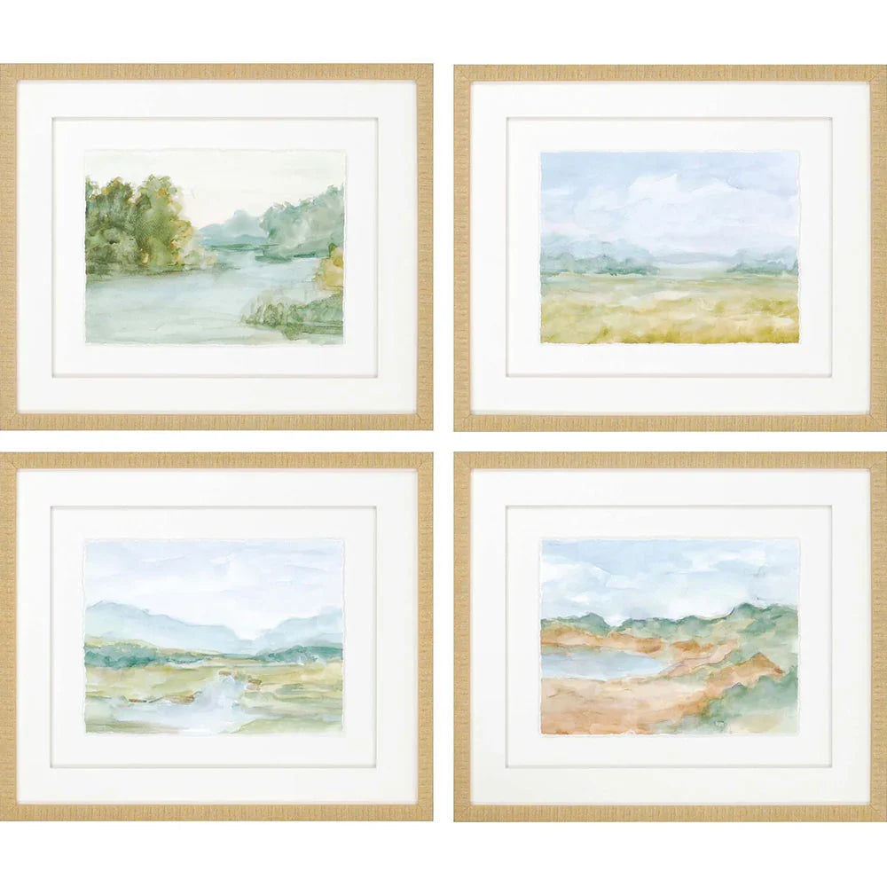 Watercolour Green Framed Wall Art 4PC