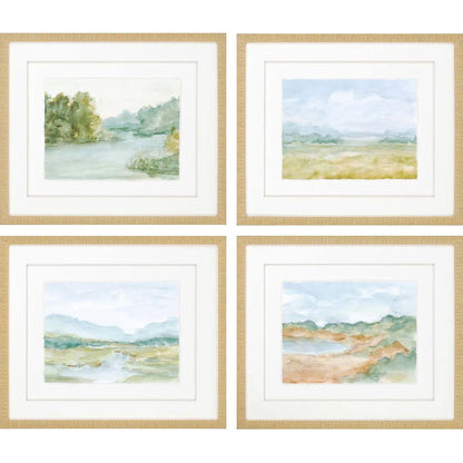 Watercolour Green Framed Wall Art 4PC