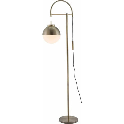 Waterloo Floor Lamp White & Brushed Bronze-Floor Lamps-Zuo Modern-LOOMLAN