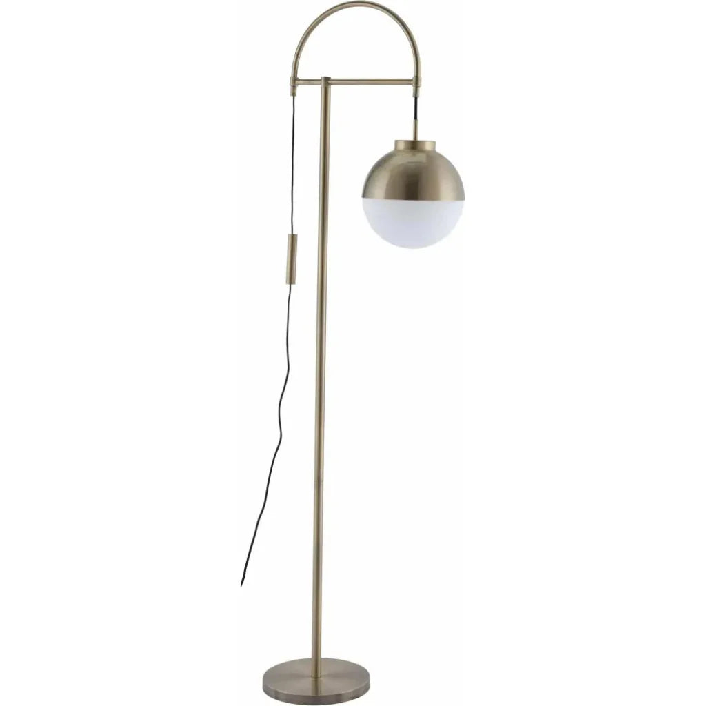 Waterloo Floor Lamp White & Brushed Bronze-Floor Lamps-Zuo Modern-LOOMLAN