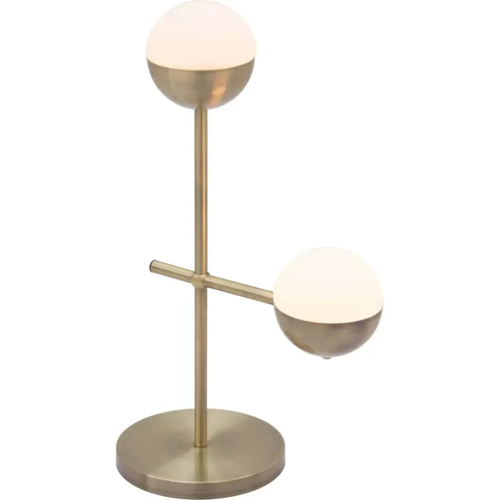 Waterloo Table Lamp White & Brushed Bronze - LOOMLAN - Zuo Modern - Table Lamps