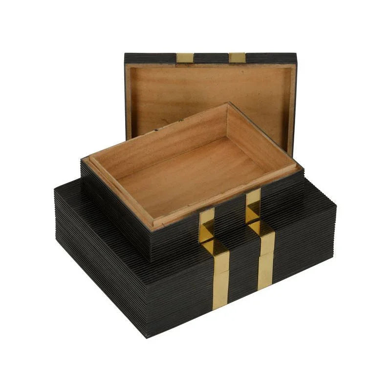 Watkins Wooden Black Jewelry Box (Set of 2) - LOOMLAN - Chelsea House - Boxes & Bowls