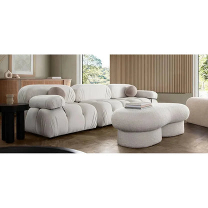 Wave Curved Accent Bench in Boucle Fabric - LOOMLAN - Diamond Sofa - Bedroom Benches