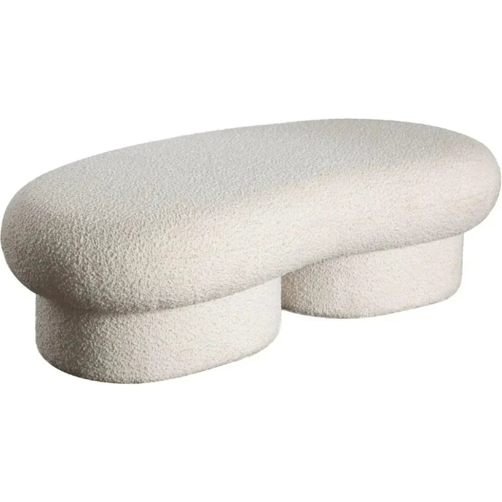 Wave Curved Accent Bench in Boucle Fabric - LOOMLAN - Diamond Sofa - Bedroom Benches