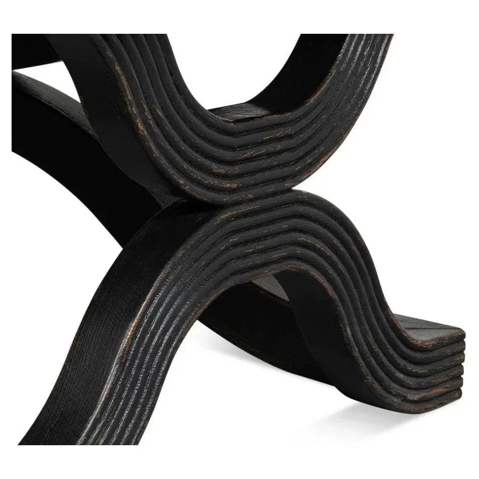 Wavy Coffee Table Antique Black - LOOMLAN - Sarreid - Coffee Tables