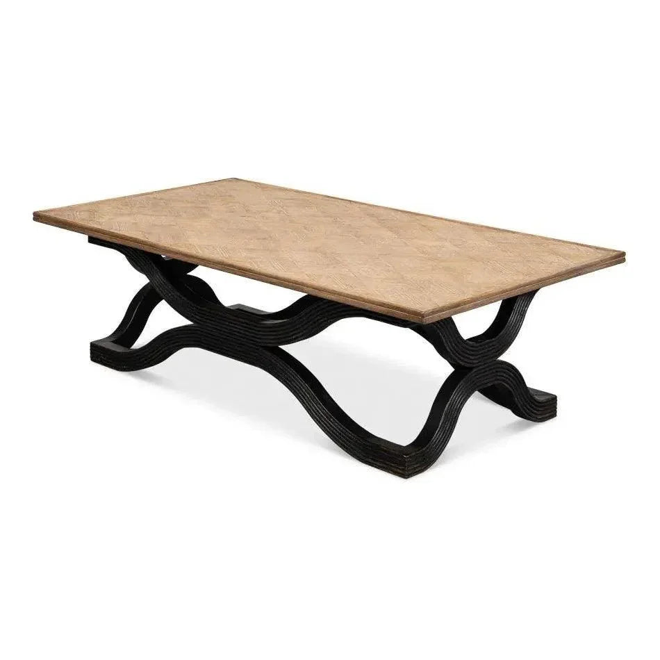 Wavy Coffee Table Antique Black - LOOMLAN - Sarreid - Coffee Tables