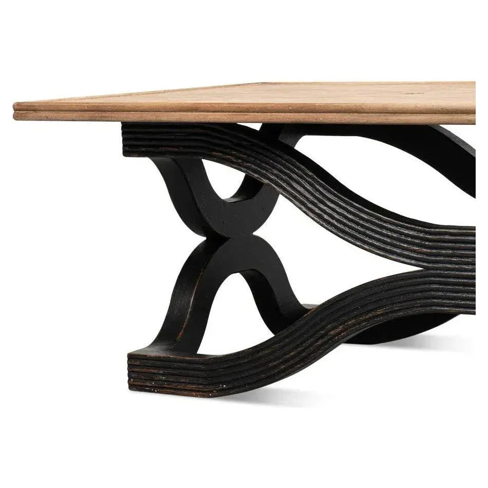 Wavy Coffee Table Antique Black - LOOMLAN - Sarreid - Coffee Tables