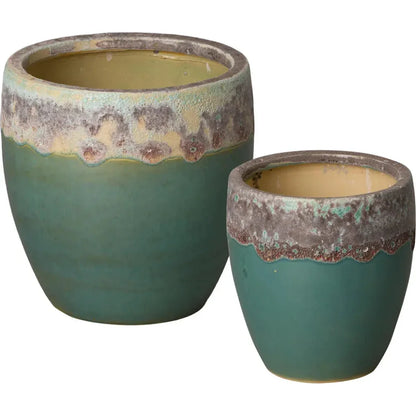 Weather Resistant Ceramic Round Planter - LOOMLAN - Emissary - Planters