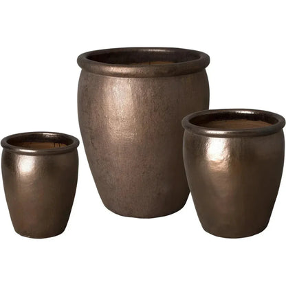 Weather Resistant Round Ceramic Pot - LOOMLAN - Emissary - Planters