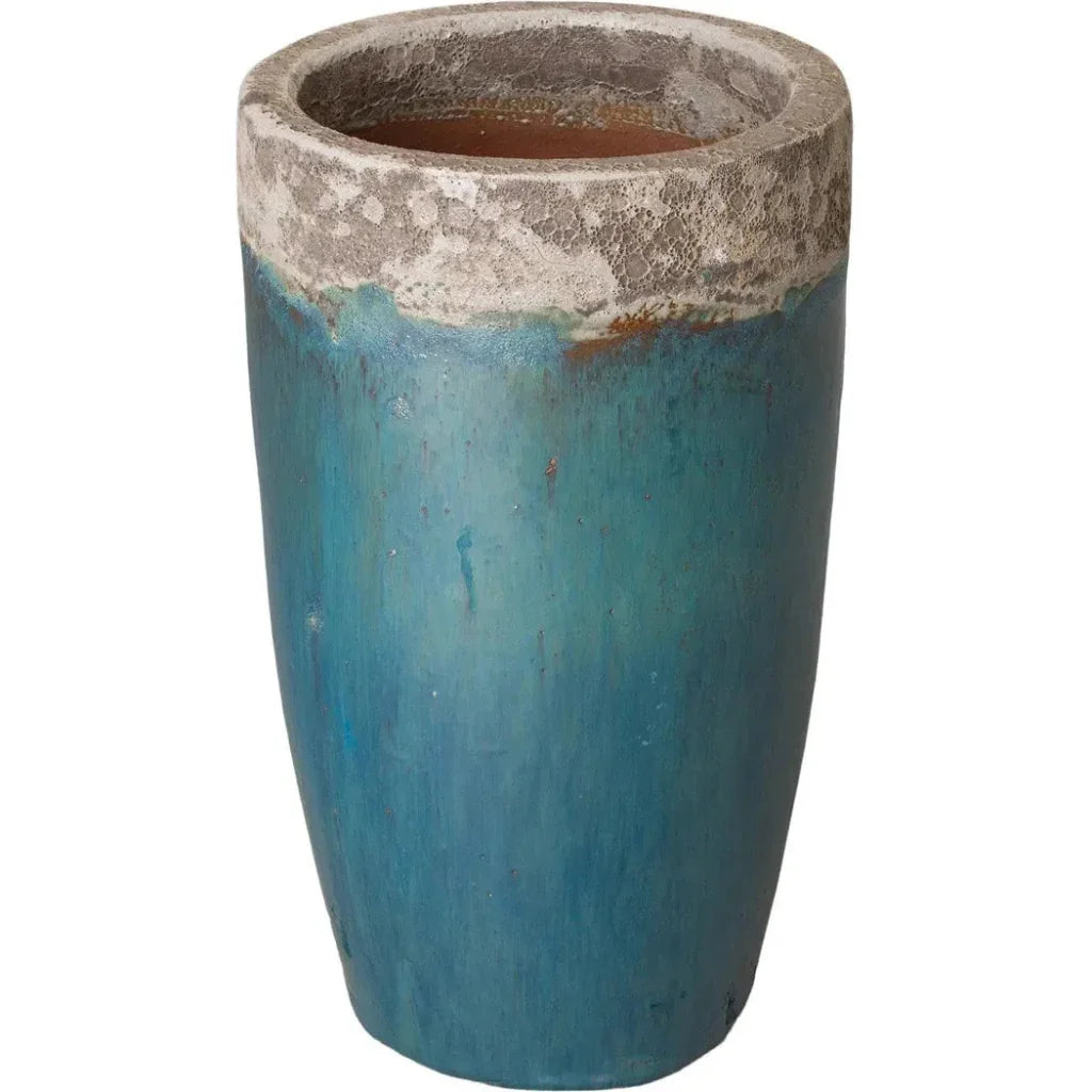 Weather Resistant Tall Round Ceramic Planter - LOOMLAN - Emissary - Planters
