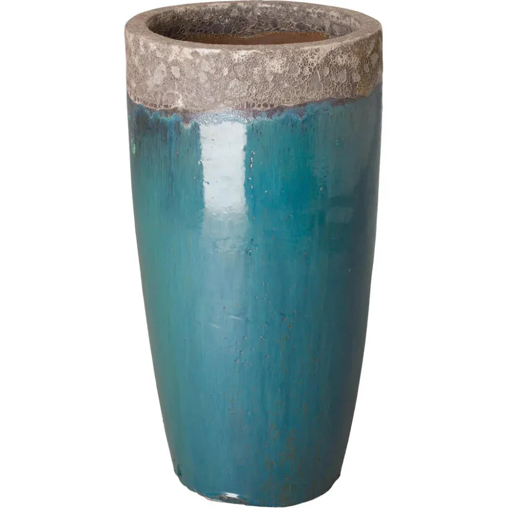 Weather Resistant Tall Round Ceramic Planter - LOOMLAN - Emissary - Planters