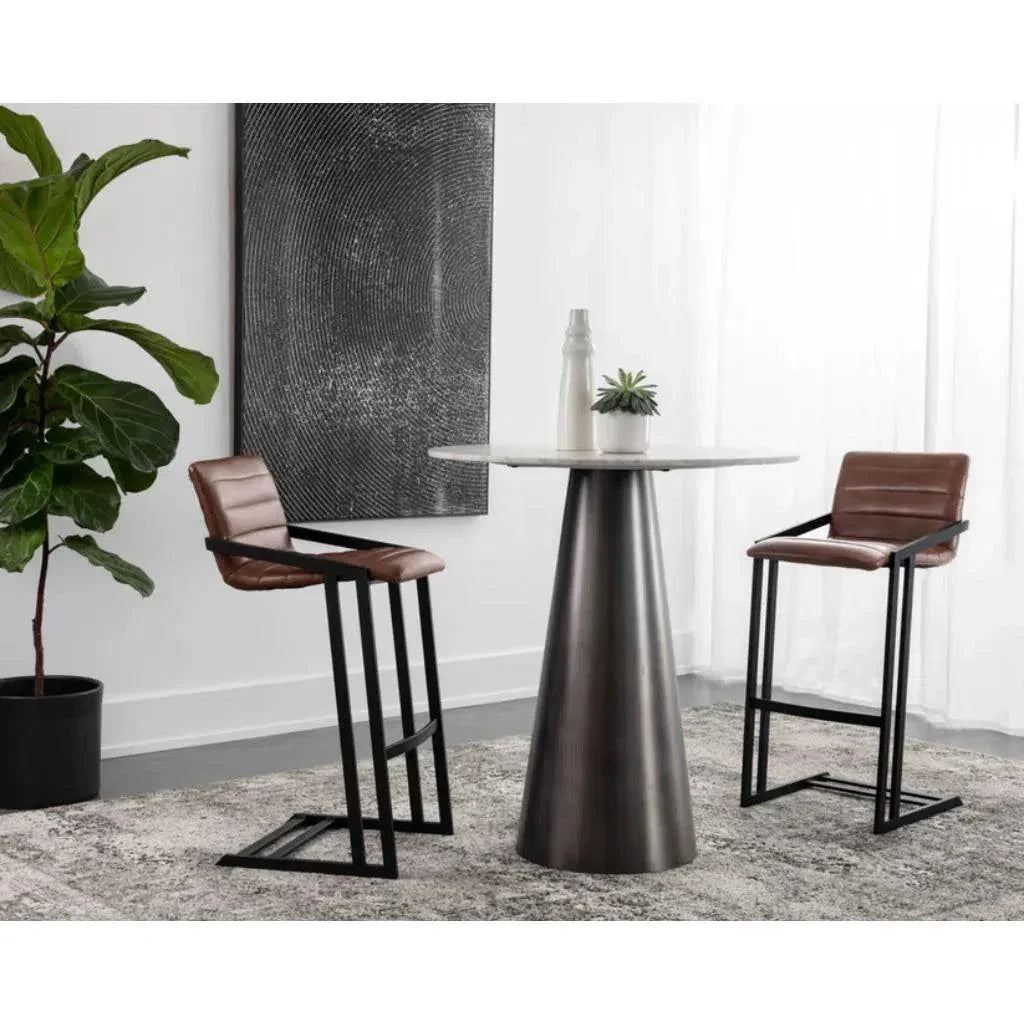 Webber Industrial Chic Leather Barstool - LOOMLAN - SUNPAN - Bar Stools